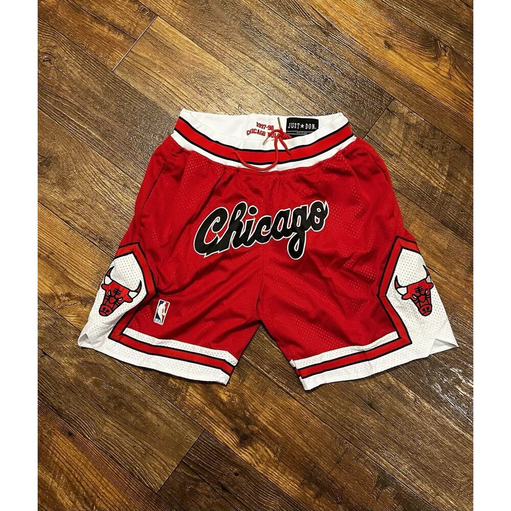 RETRO CHICAGO BULLS HOME NBA Stitched Lettering Basketball Shorts BRAND NEW NWT
